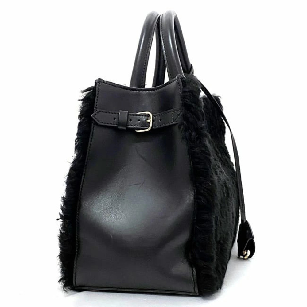 Balenciaga Bag Black Leather Fur Sheepskin Handbag Shoulder Tote Zipper - Picture 4 of 10